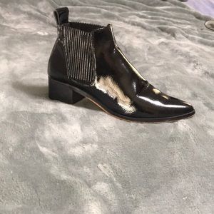 Black patent DV booties